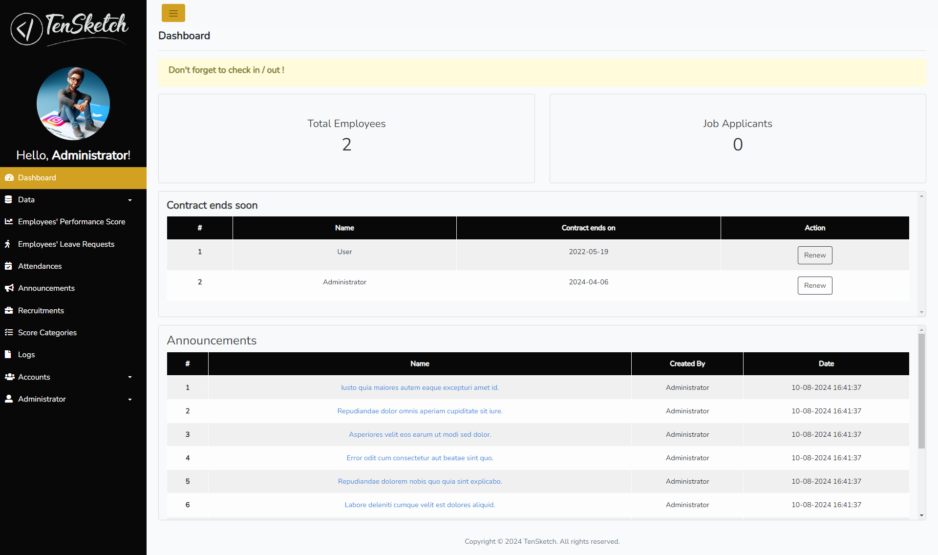 HRMS WebApp - TenSketch