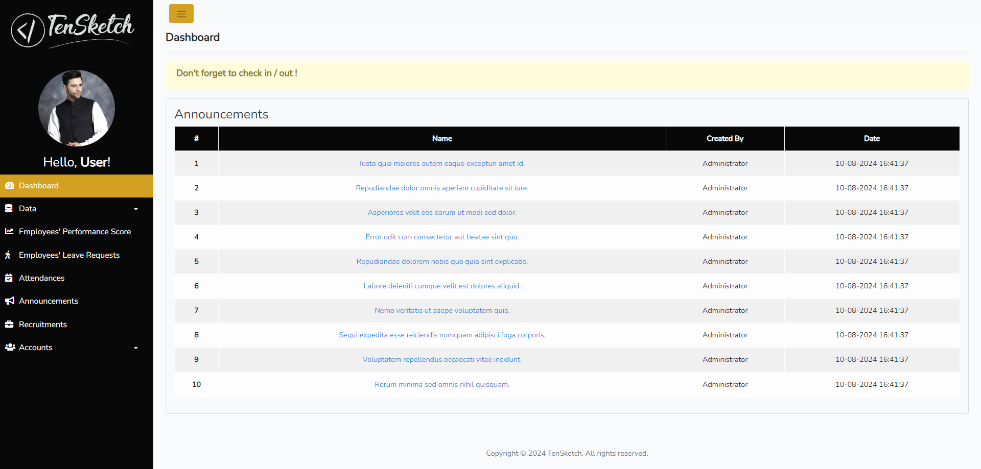 HRMS WebApp - TenSketch