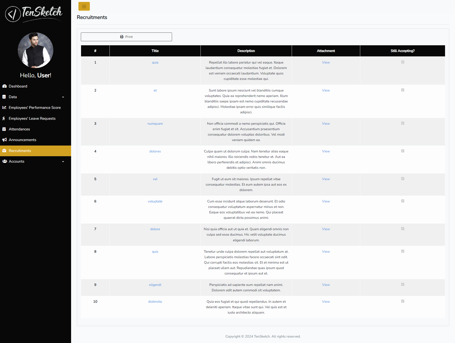 HRMS WebApp - TenSketch